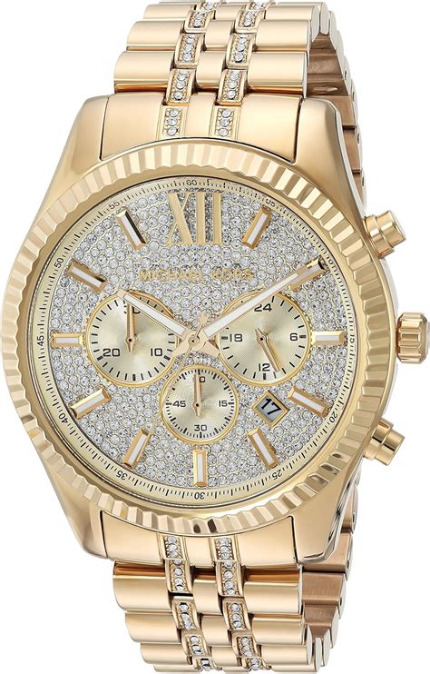 michael kors men's gold watch with crystals|Michael Kors diamond watch men's.